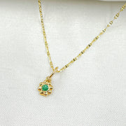 14K Solid Gold Diamond Flower Charm