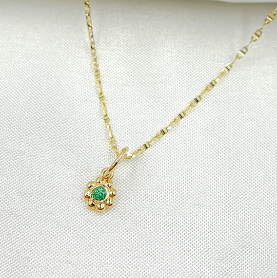 14K Solid Gold Diamond Flower Charm