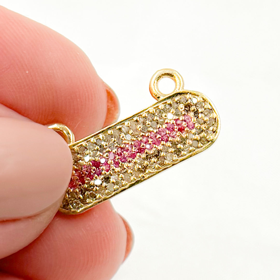 DC958. Diamond Sterling Silver Oval Pendant with Gemstone