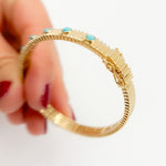 Load image into Gallery viewer, BNZ68428TQ. 14k Solid Gold Gemstone Bangle
