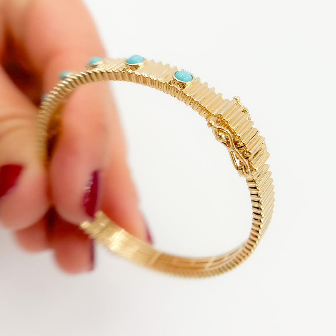BNZ68428TQ. 14k Solid Gold Gemstone Bangle