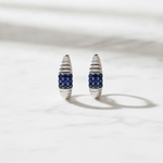 Load image into Gallery viewer, EHZ57171BS. 14K White Solid Gold Diamond &amp; Blue Sapphire Hoop Earrings