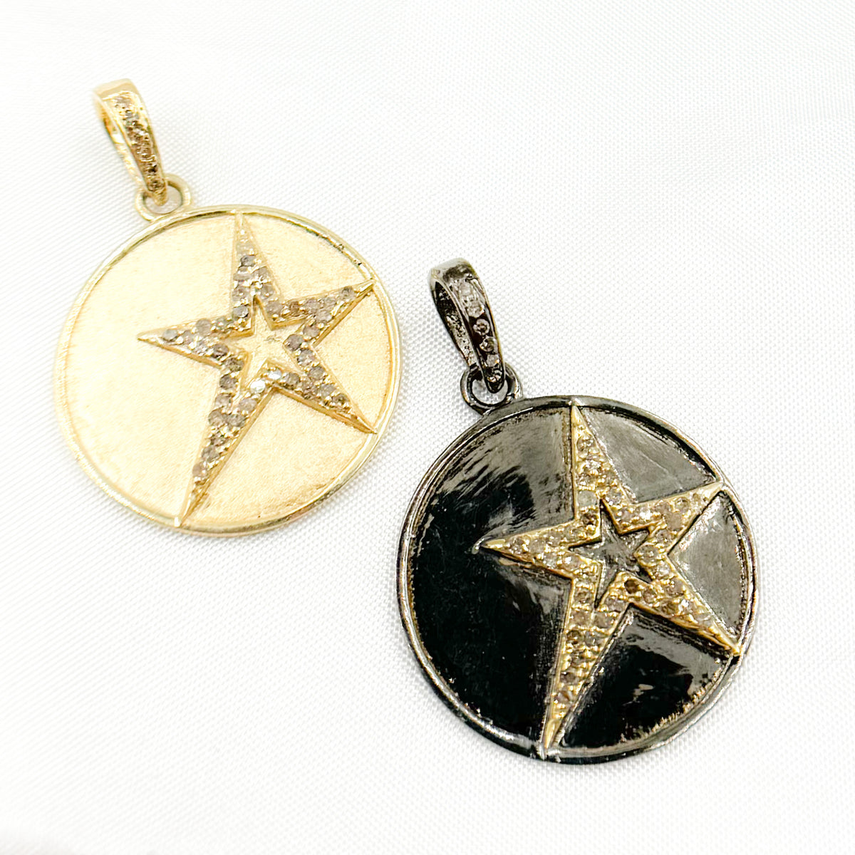 Diamond Sterling Silver Round Star Pendant