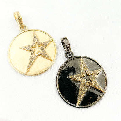 Diamond Sterling Silver Round Star Pendant