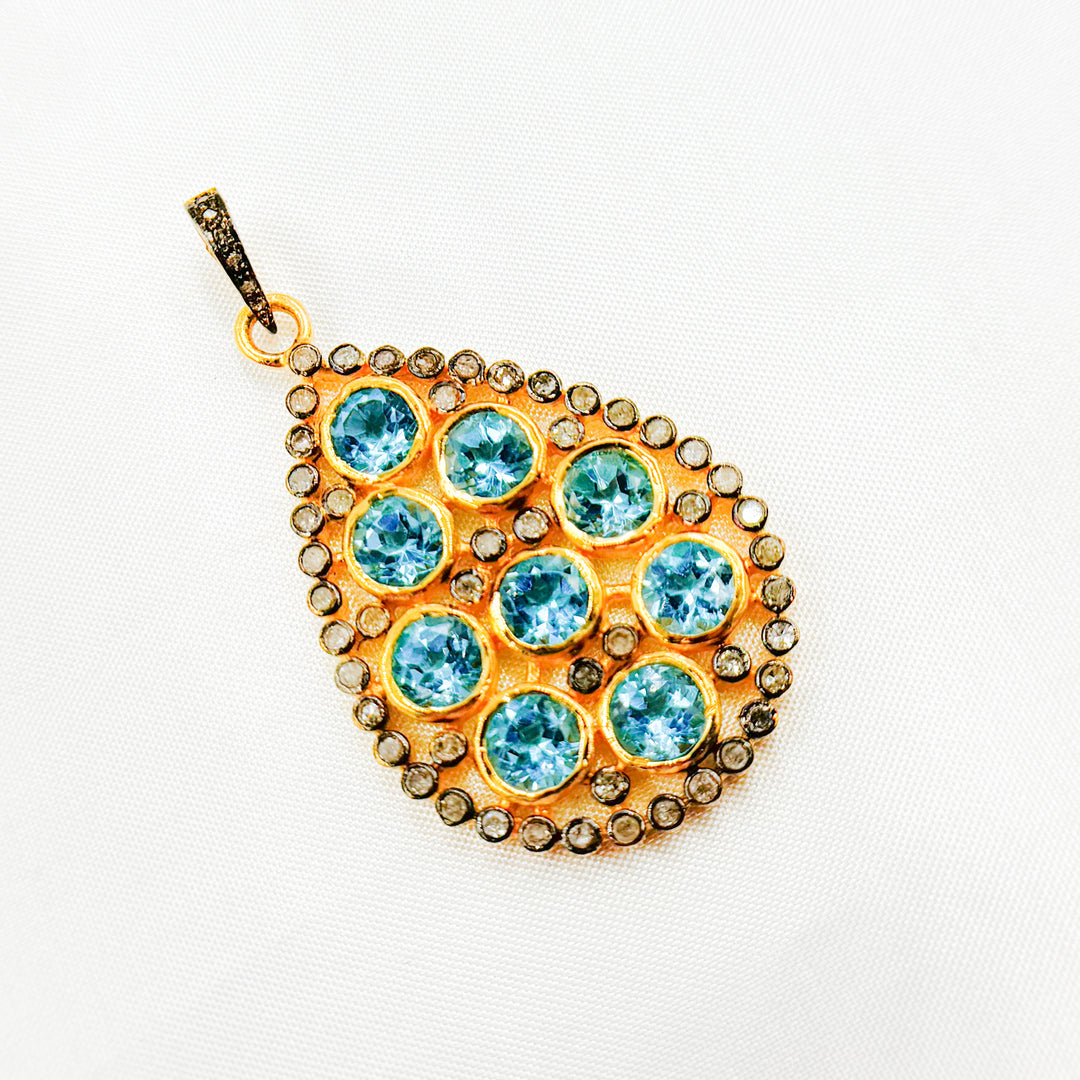 DSP05. Diamond Silver Gemstone Drop Pendant