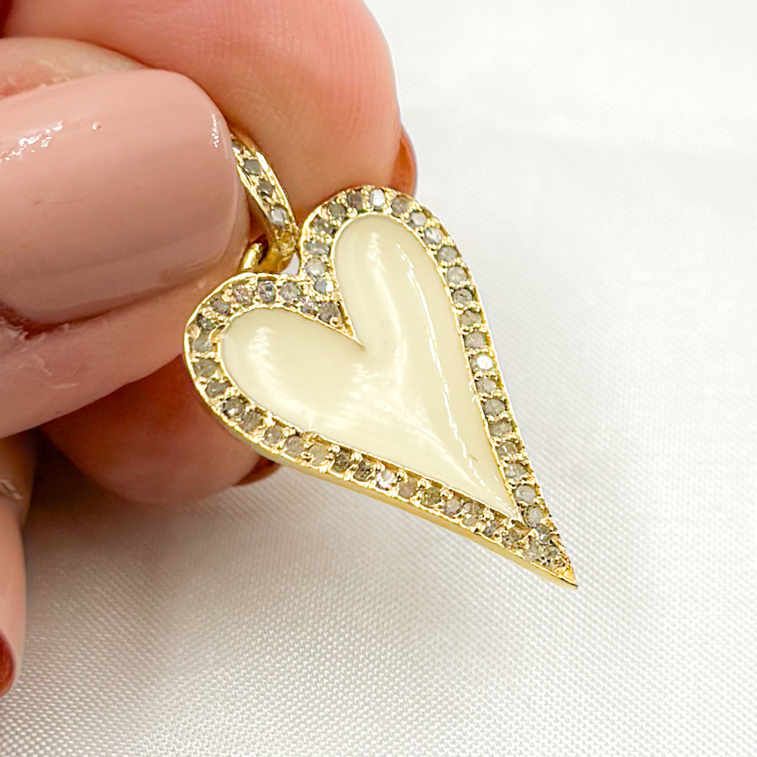 DP702A. Diamond Sterling Silver Heart Enamel Pendant