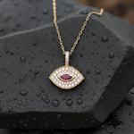Load image into Gallery viewer, CP97269RU6X3. 14K Solid Gold Diamond and Gemstone Evil Eye Necklace