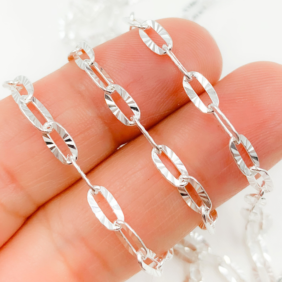 925 Sterling Silver Diamond Cut Oval Link Chain. Z106SS