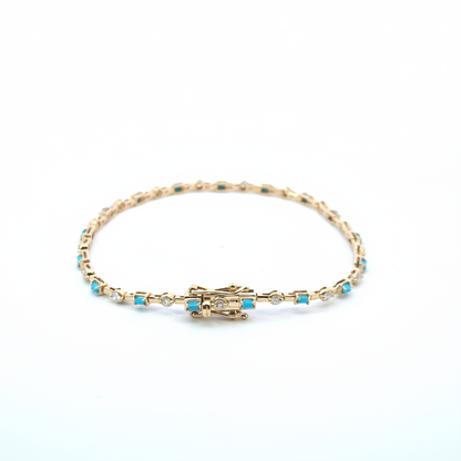 BFH60606. 14K Solid Gold Diamond and Gmestone Fancy Bracelet
