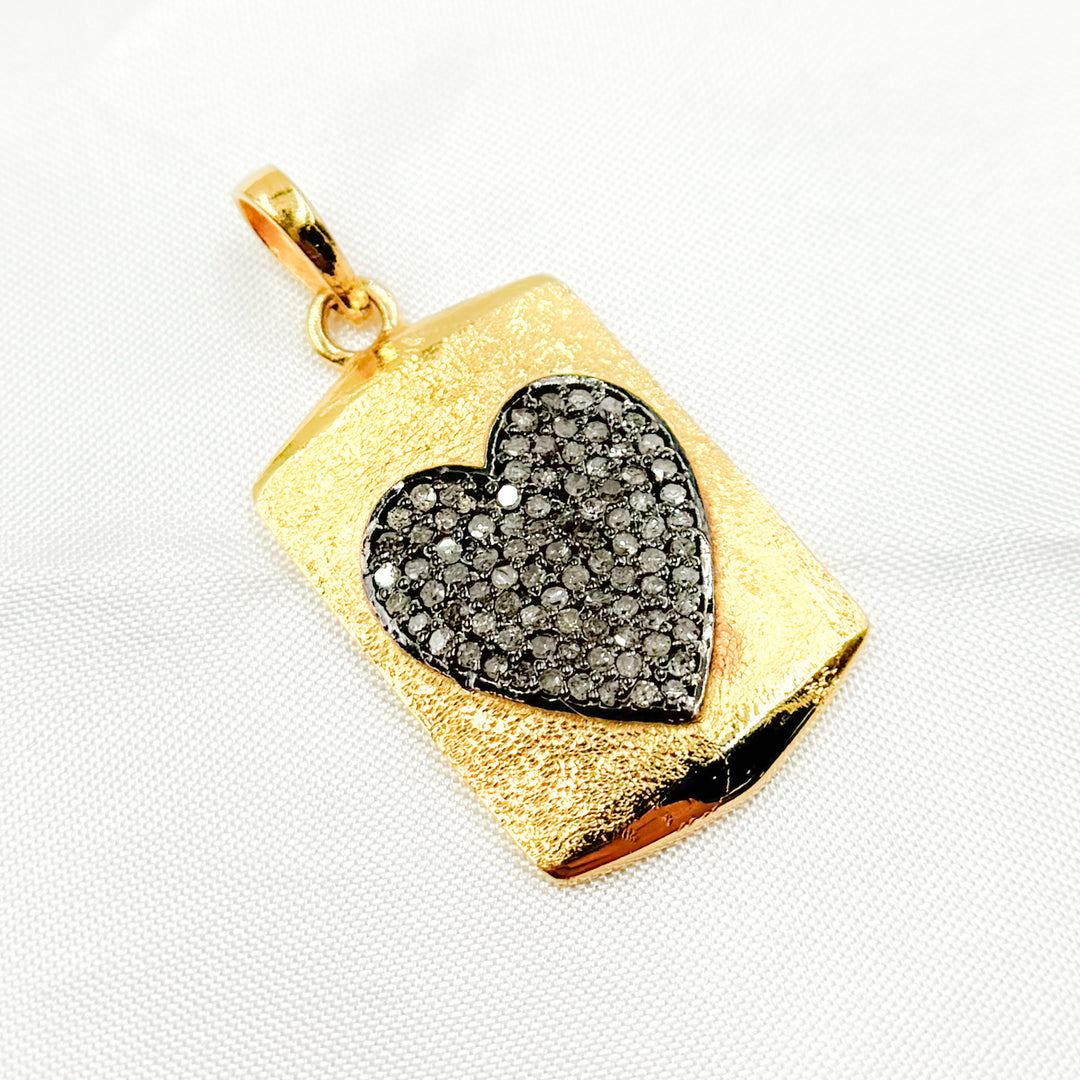 DP172. Diamond Sterling Silver Rectangle Heart Pendant