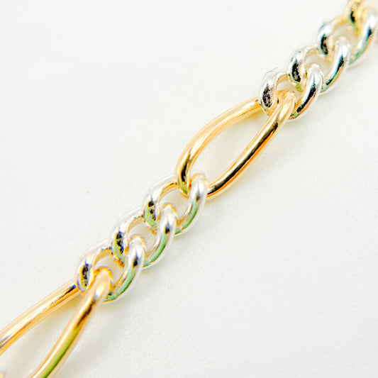XM3331CTT. Gold Filled and Sterling Silver Long and Short Curb Link Chain