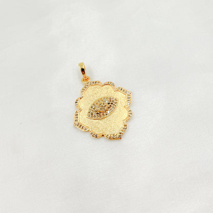 DP297. Diamond Silver Eye Flower Pendant