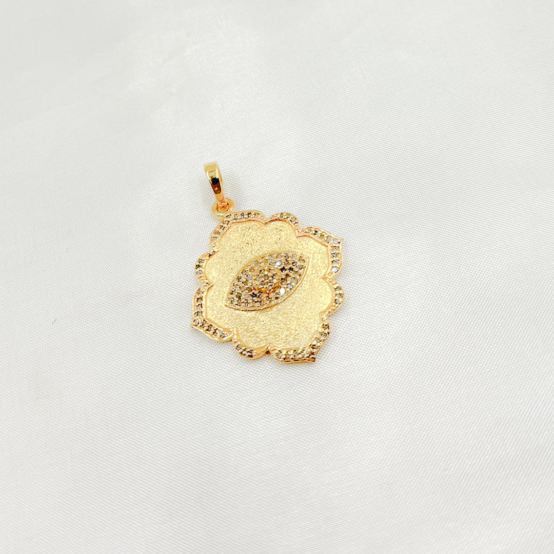 DP297. Diamond Silver Eye Flower Pendant