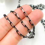 Load image into Gallery viewer, Buy Two Tone Black Rhodium and Sterling Silver Paperclip Link Chain