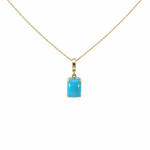 Load image into Gallery viewer, CMA00368TQ. 14K Solid Gold Rectangular-Shaped Turquoise Charm