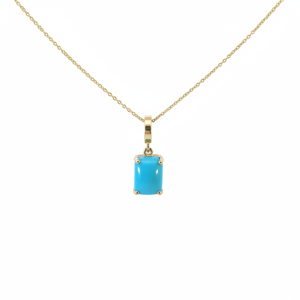 CMA00368TQ. 14K Solid Gold Rectangular-Shaped Turquoise Charm