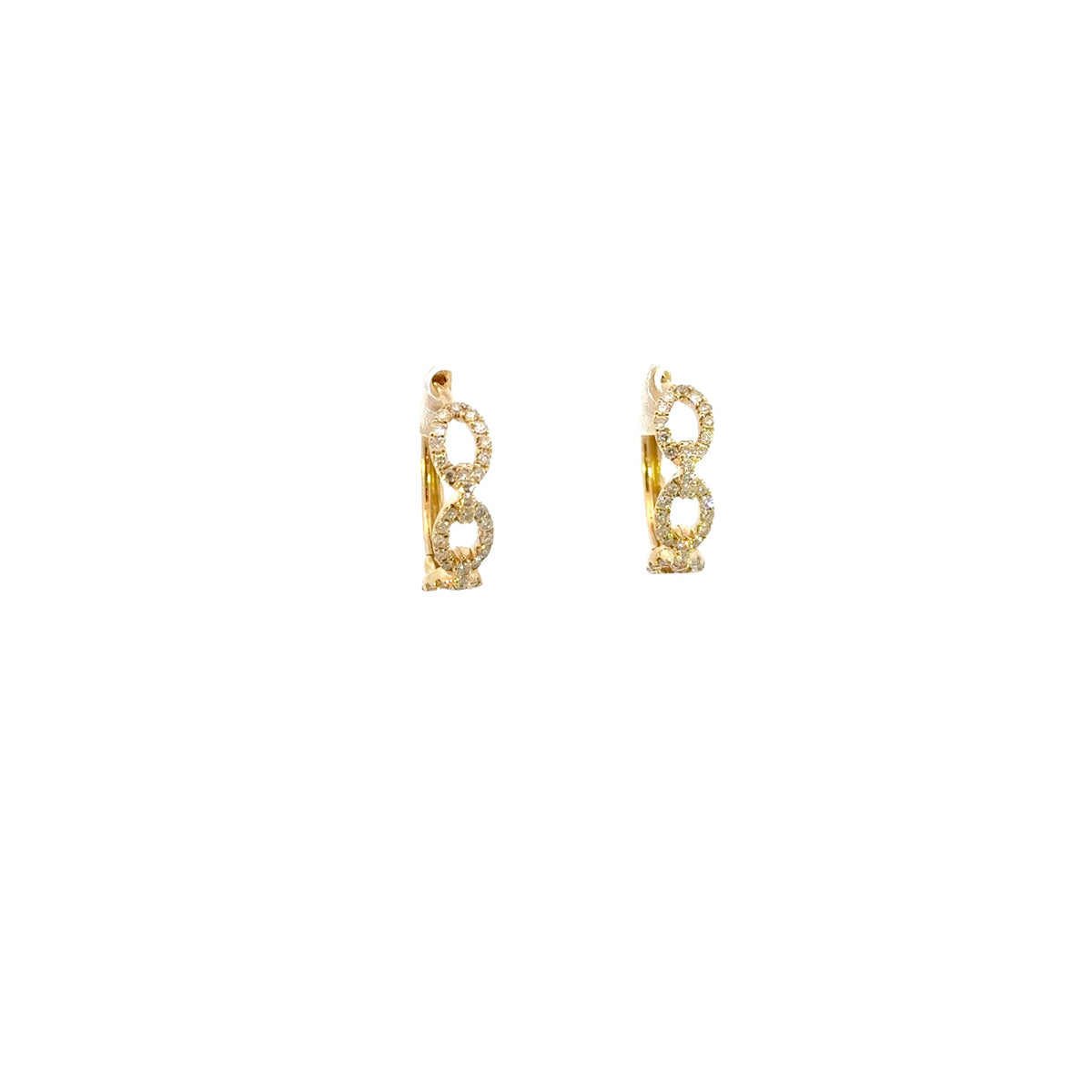 EHF57038. 14K Solid Gold Diamond Chain Hoops