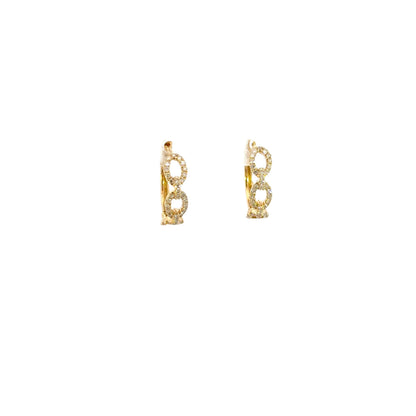 EHF57038. 14K Solid Gold Diamond Chain Hoops