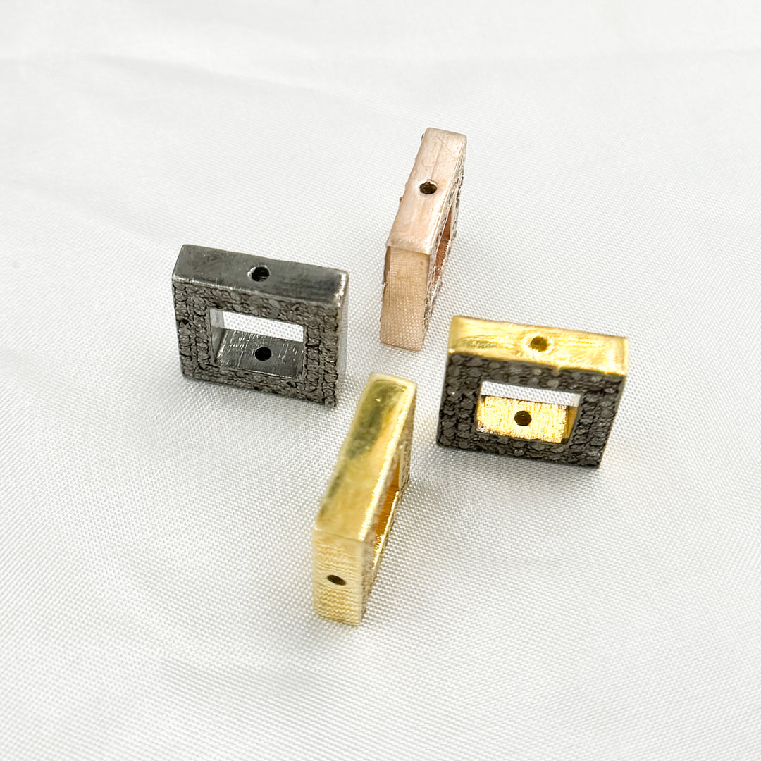 DC841. Diamond Sterling Silver Square Connector