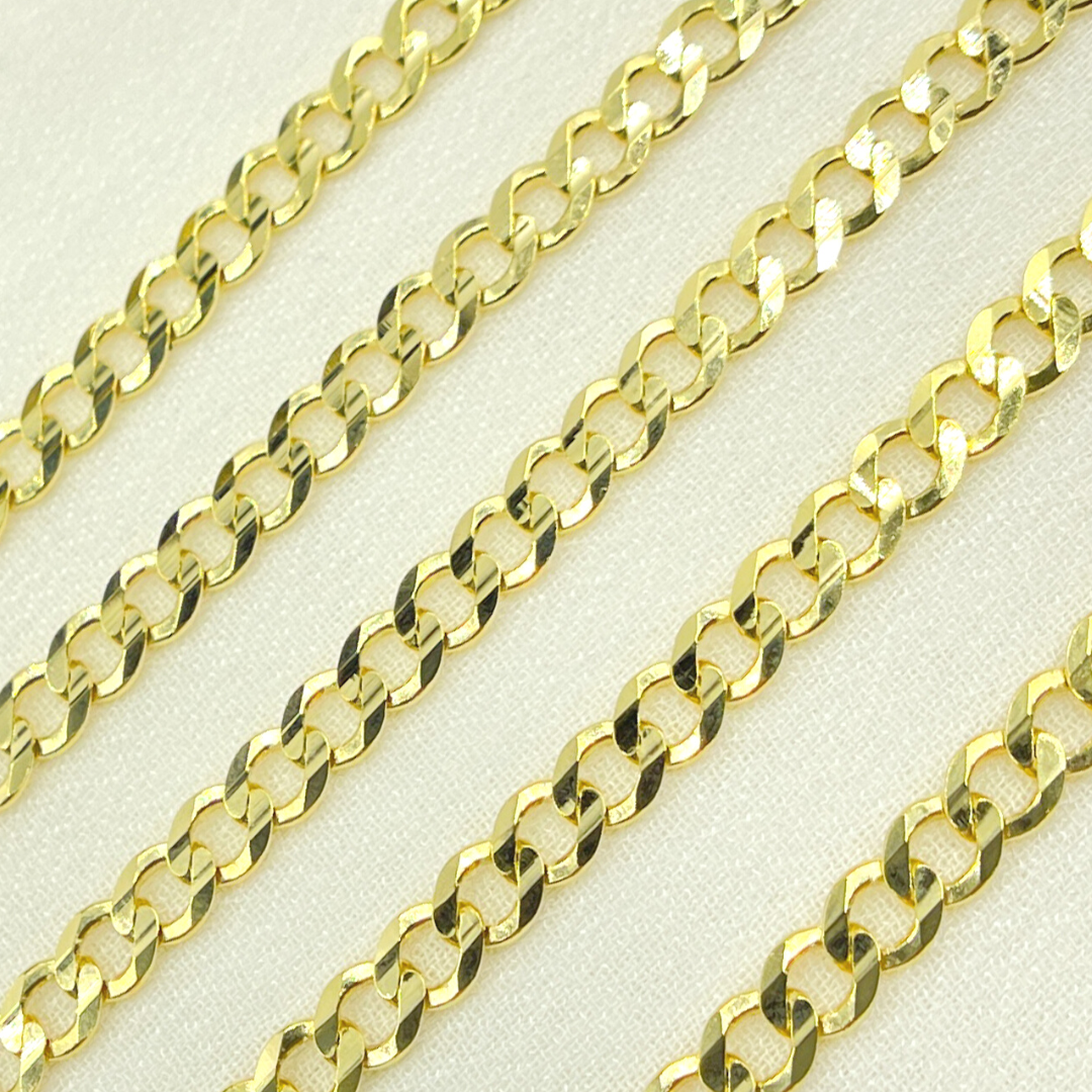 100R13FG1T2A9L001byFt. 14K Solid Yellow Gold Flat Curb Chain by Foot