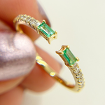 Load image into Gallery viewer, 14K Solid Gold Diamond &amp; Emerald Ring. RFC17394EM
