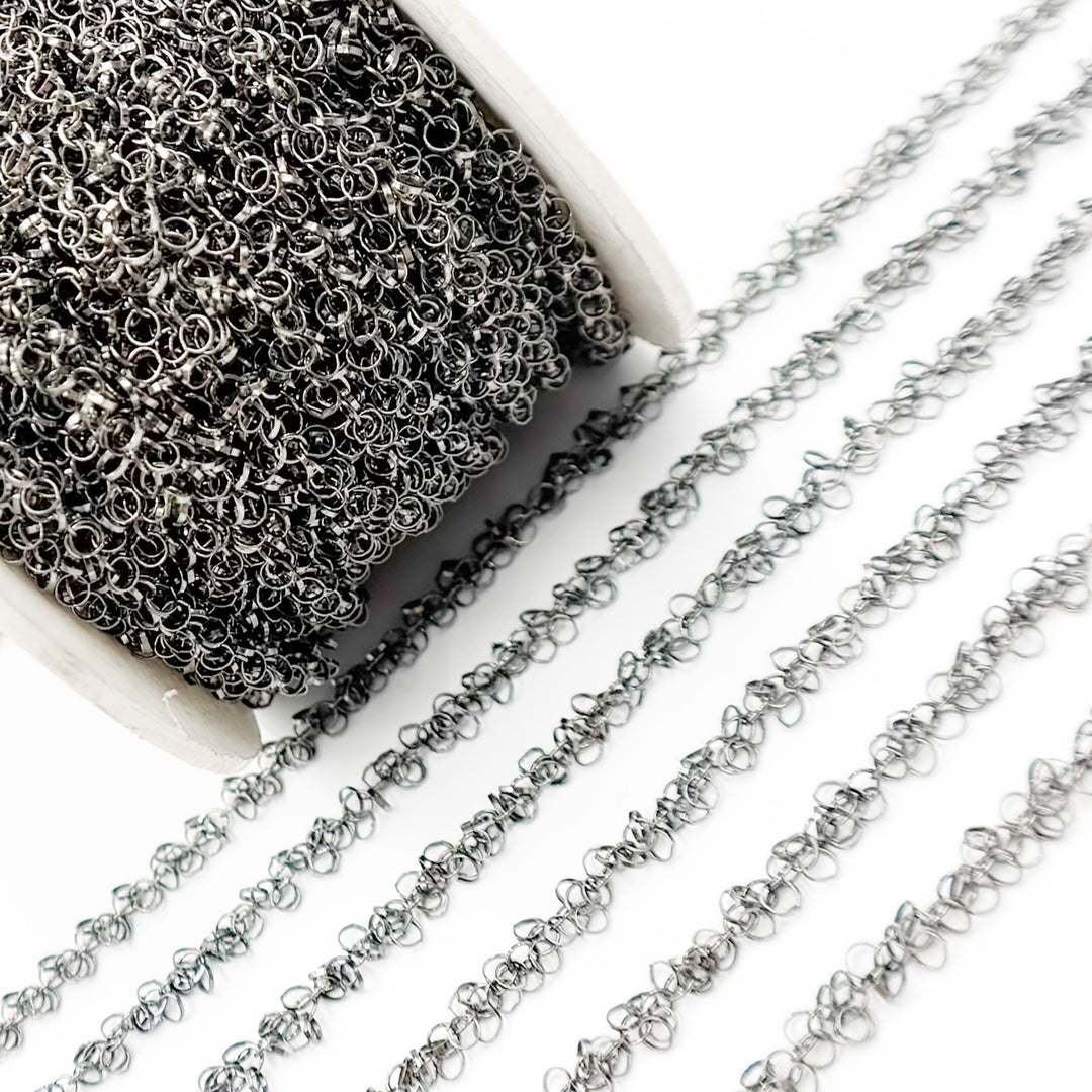 V109BR. Black Rhodium Sterling Silver Dangle Chain