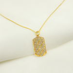 Load image into Gallery viewer, 14K Solid Gold Charm. Rectangular Pendant with Diamonds. GDP92
