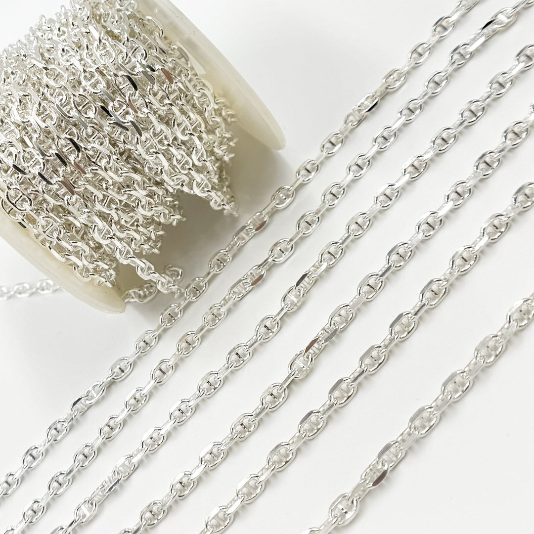 Y10SS. Sterling Silver Diamond Cut Marina Chain