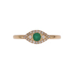 Load image into Gallery viewer, RFB17775EM. 14k Solid Gold Diamond and Emerald Eye Ring