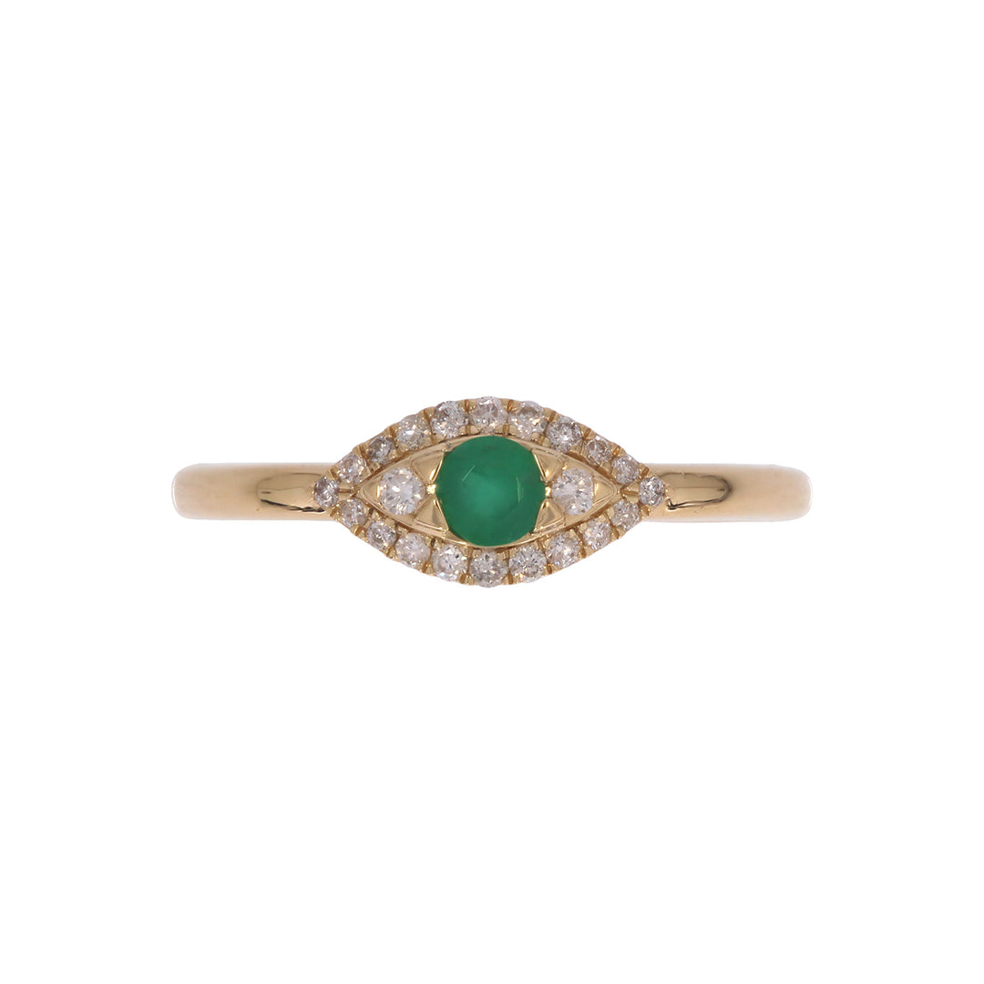 RFB17775EM. 14k Solid Gold Diamond and Emerald Eye Ring