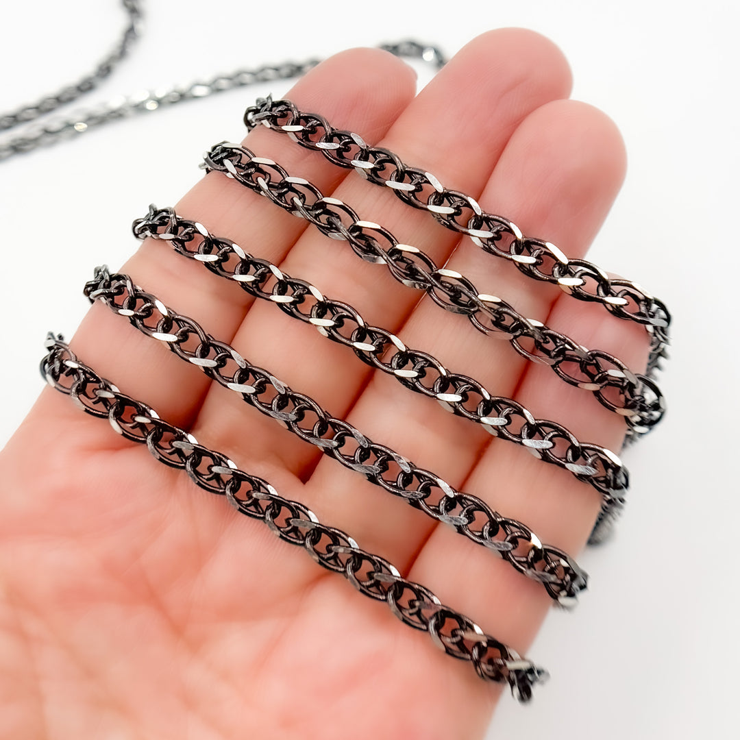 Z68BR. Black Rhodium Sterling Silver Wheat Chain