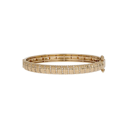 BNI68519. 14K Solid Gold Twisted Fancy Bangle with Diamonds