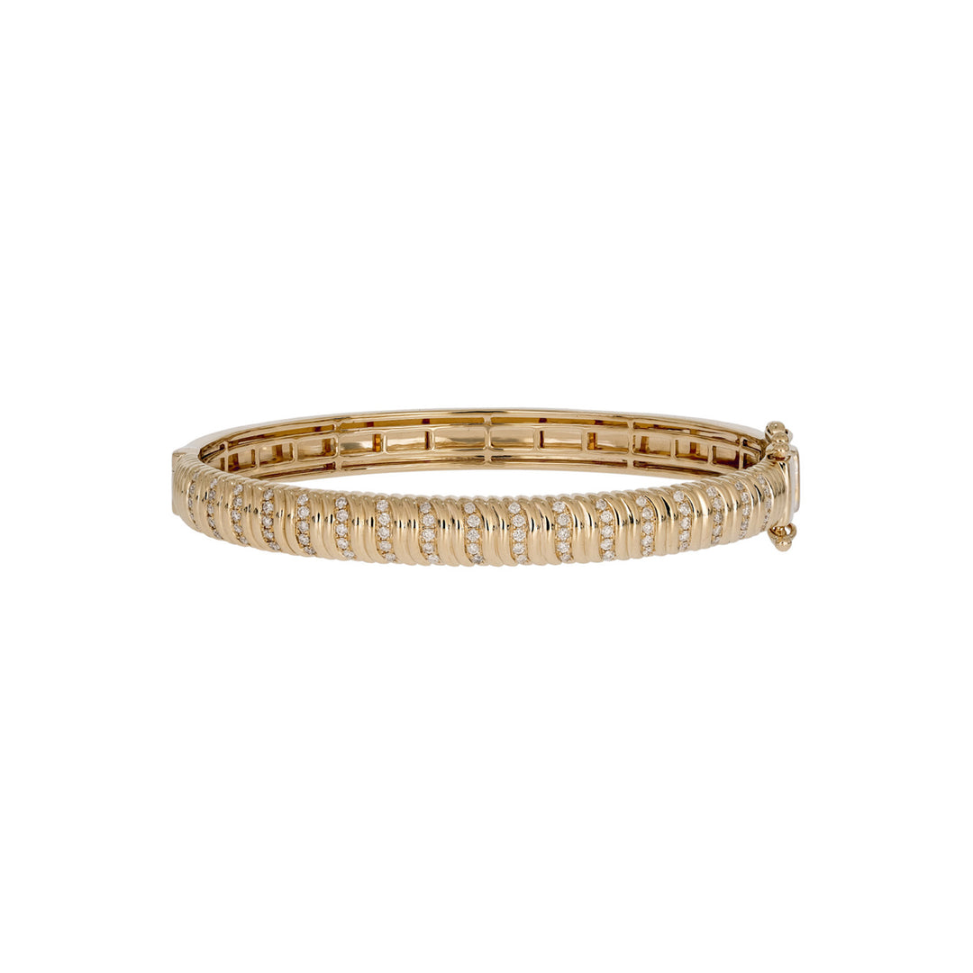 BNI68519. 14K Solid Gold Twisted Fancy Bangle with Diamonds