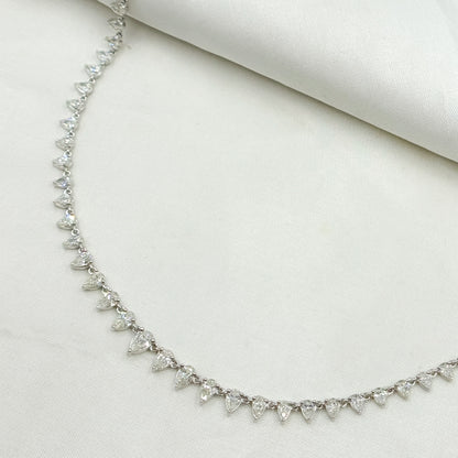 NFT70660. 14K Solid White Gold Diamond Drops Necklace