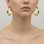 Load image into Gallery viewer, GER154. 14K Solid Gold Hollow Hoop Earrings