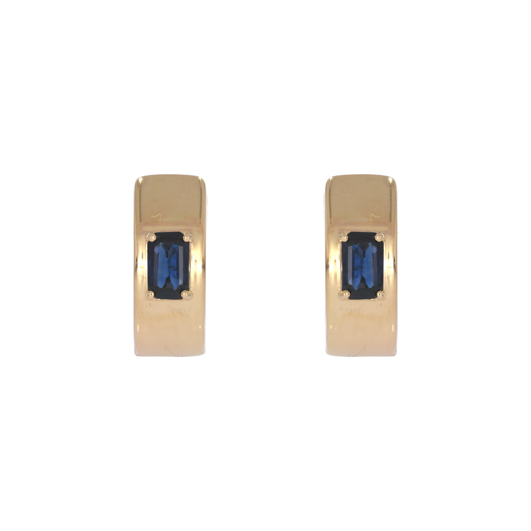 EHZ57585. 14K Solid Gold Gemstone Hoops