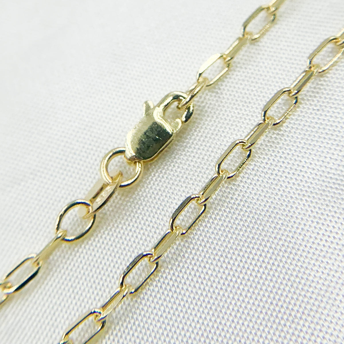 14K Solid Yellow Gold Diamond Cut Paperclip Necklace