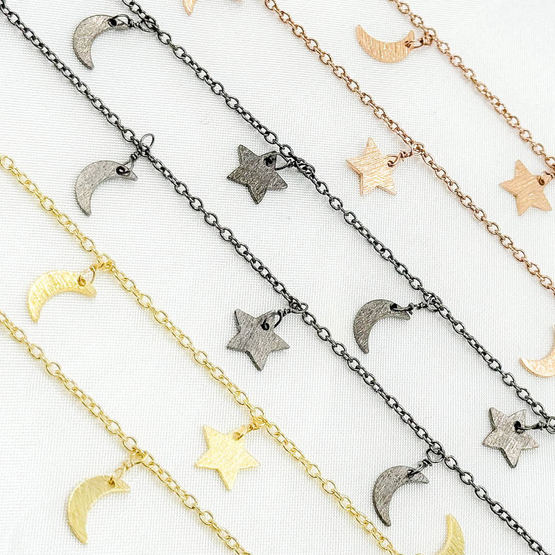 307SM. Star & Moon Shapes Dangle Wire Chain