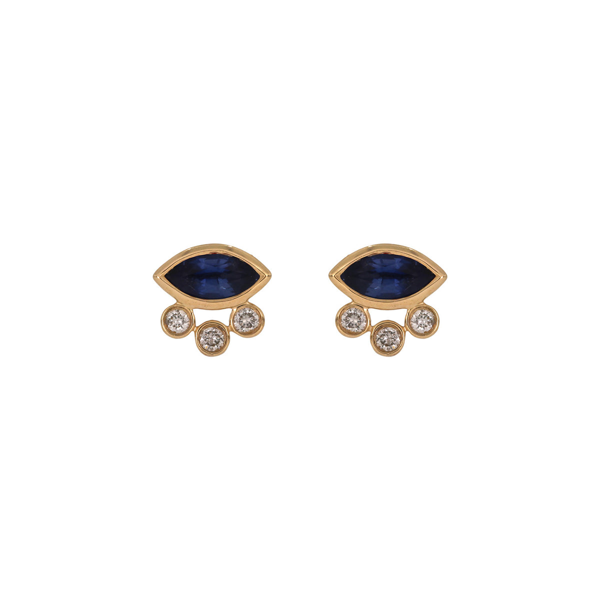 EFB52986. 14K Solid Gold Diamond and Gemstone Fancy Stud Earrings