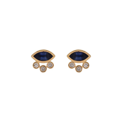 EFB52986. 14K Solid Gold Diamond and Gemstone Fancy Stud Earrings