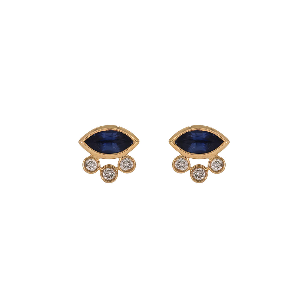 EFB52986. 14K Solid Gold Diamond and Gemstone Fancy Stud Earrings
