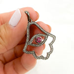 Load image into Gallery viewer, DP042. Diamond &amp; Sterling Silver Hamsa Pendant
