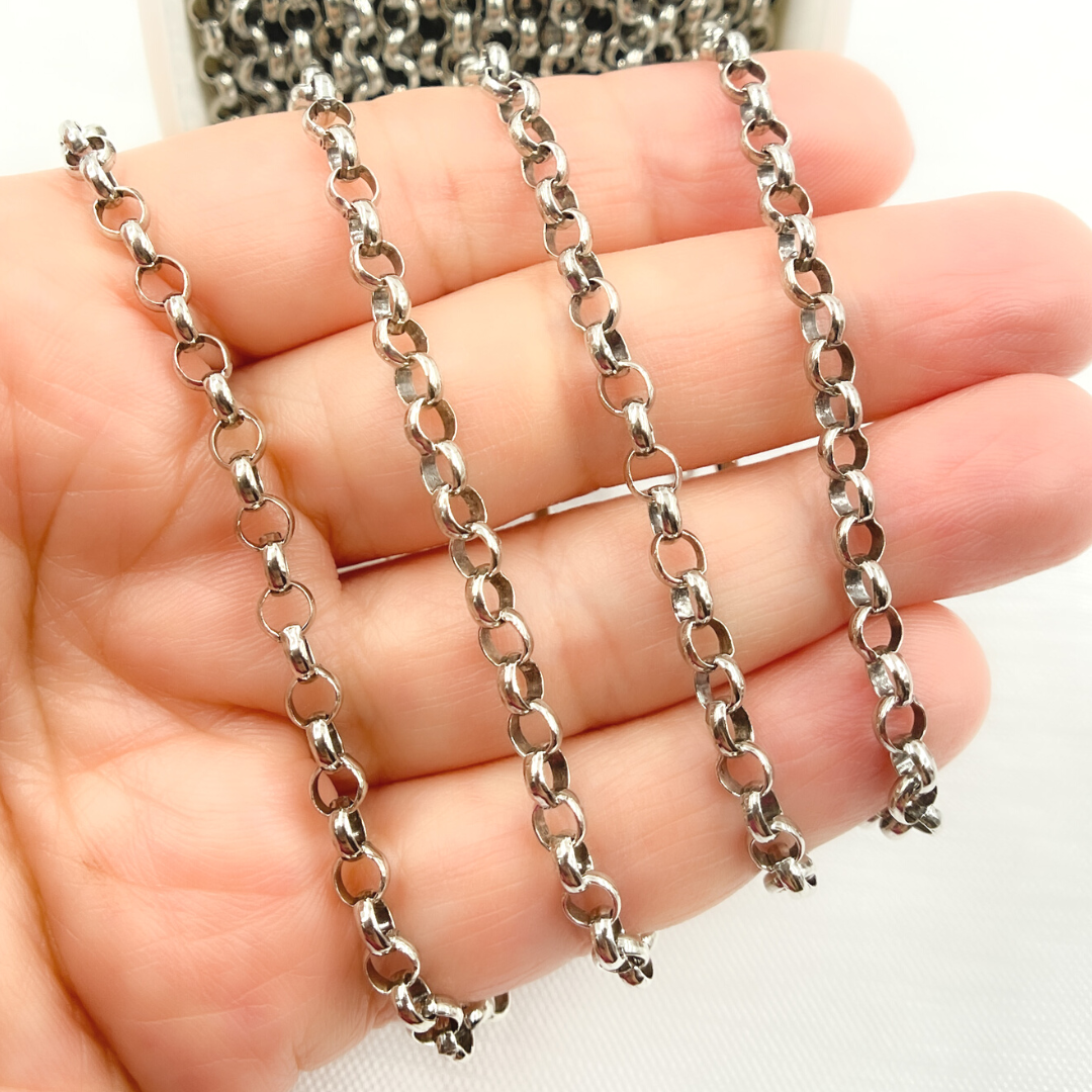 V102OX. Oxidized Sterling Silver Circular Chain