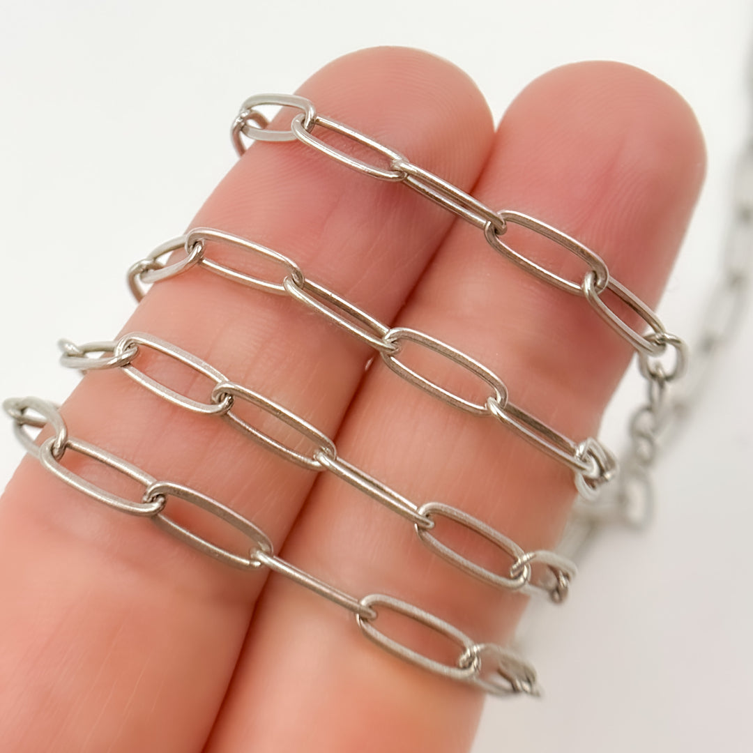 2903FOX. Oxidized Sterling Silver Flat Paperclip Chain