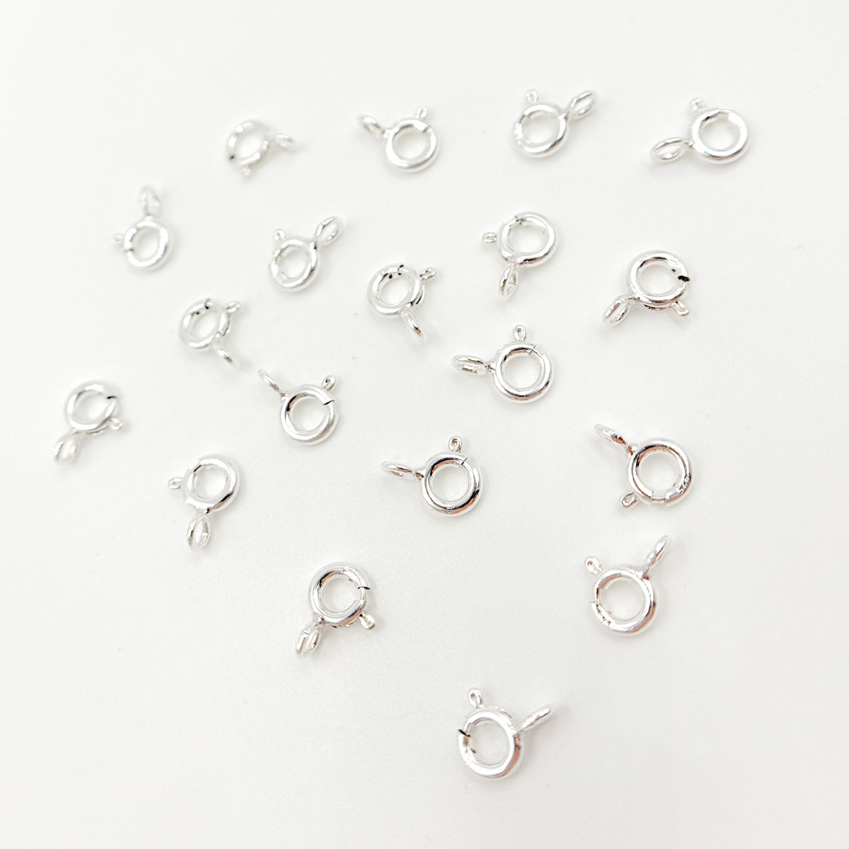 White Sterling Silver Spring Ring Clasp