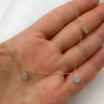 Load image into Gallery viewer, NT112825. 14K Solid Gold Diamond Drop Dangle Necklace