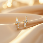 Load image into Gallery viewer, EFB54269. 14K Solid Gold Diamond Ray Studs