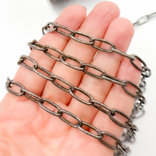Buy Black Rhodium Sterling Silver Oval Link Chain