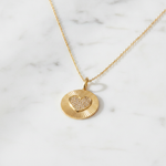 Load image into Gallery viewer, PFC33130. 14K Solid Gold Diamond Heart Medallion Necklace