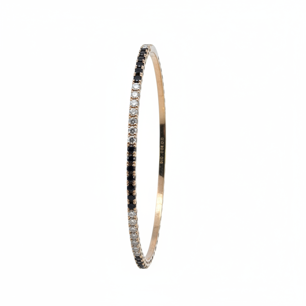 BNH68545. 14K Solid Yellow Gold Diamond and Gemstone Bangle